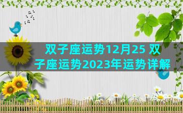 双子座运势12月25 双子座运势2023年运势详解